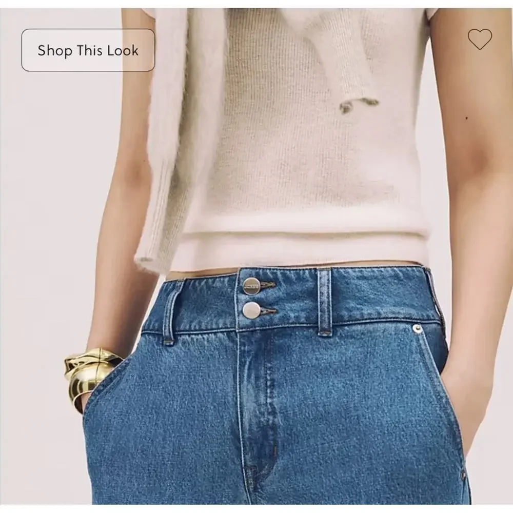 J. Crew Slim Wide Jean with Stacked Buttons CD884 Size 28